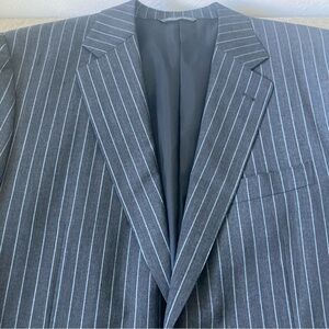 Canali suit 2 piece Gray Pinstripe 52L Italy surgeon cuff luxury